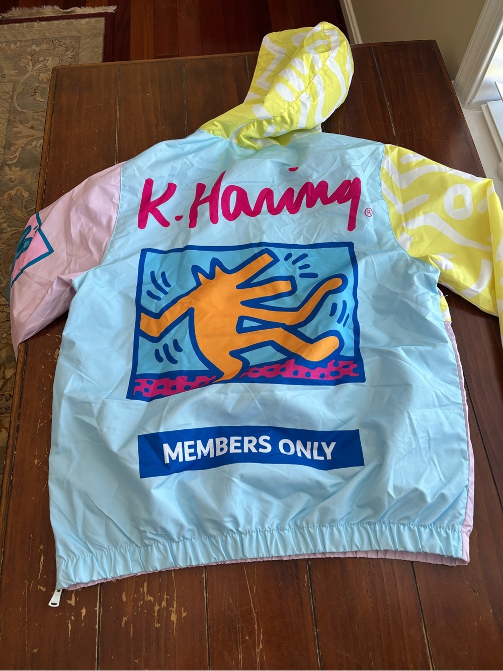 NWOT Keith Haring Members Only
Jacket M Colorful Pop Art Hooded
Windbreaker Rare